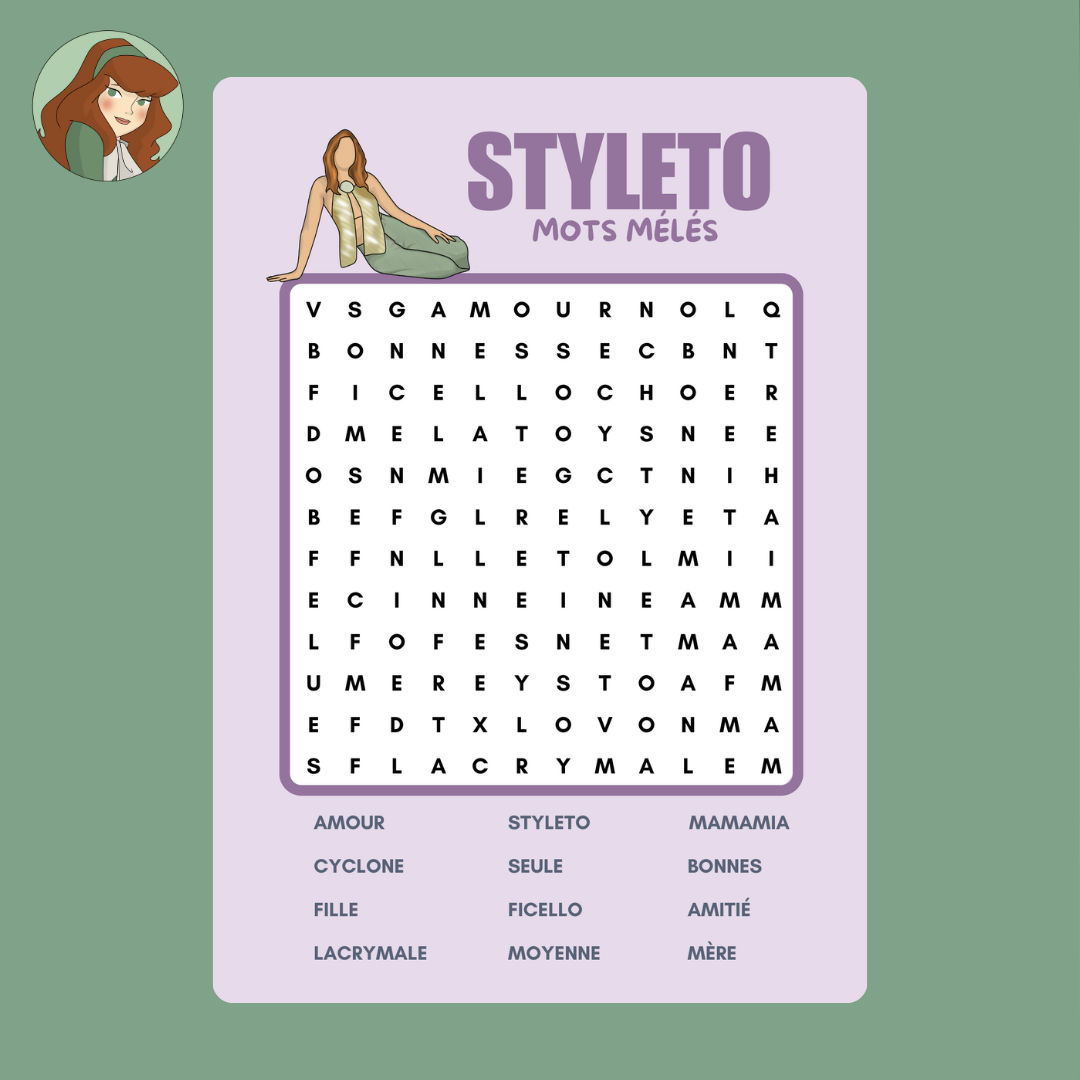 Planche de mots mêlés - Style To
