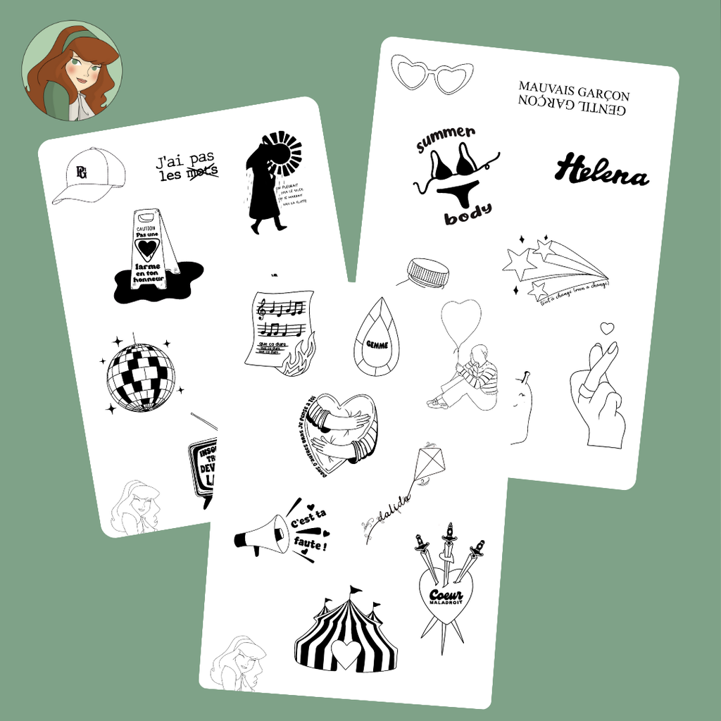 Planches de tatouages temporaires – Star Academy